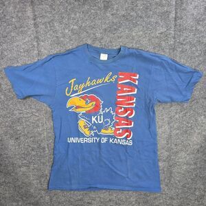 90s Kansas Jayhawks Shirt Mens Large Blue NCAA Basketball University Distressed